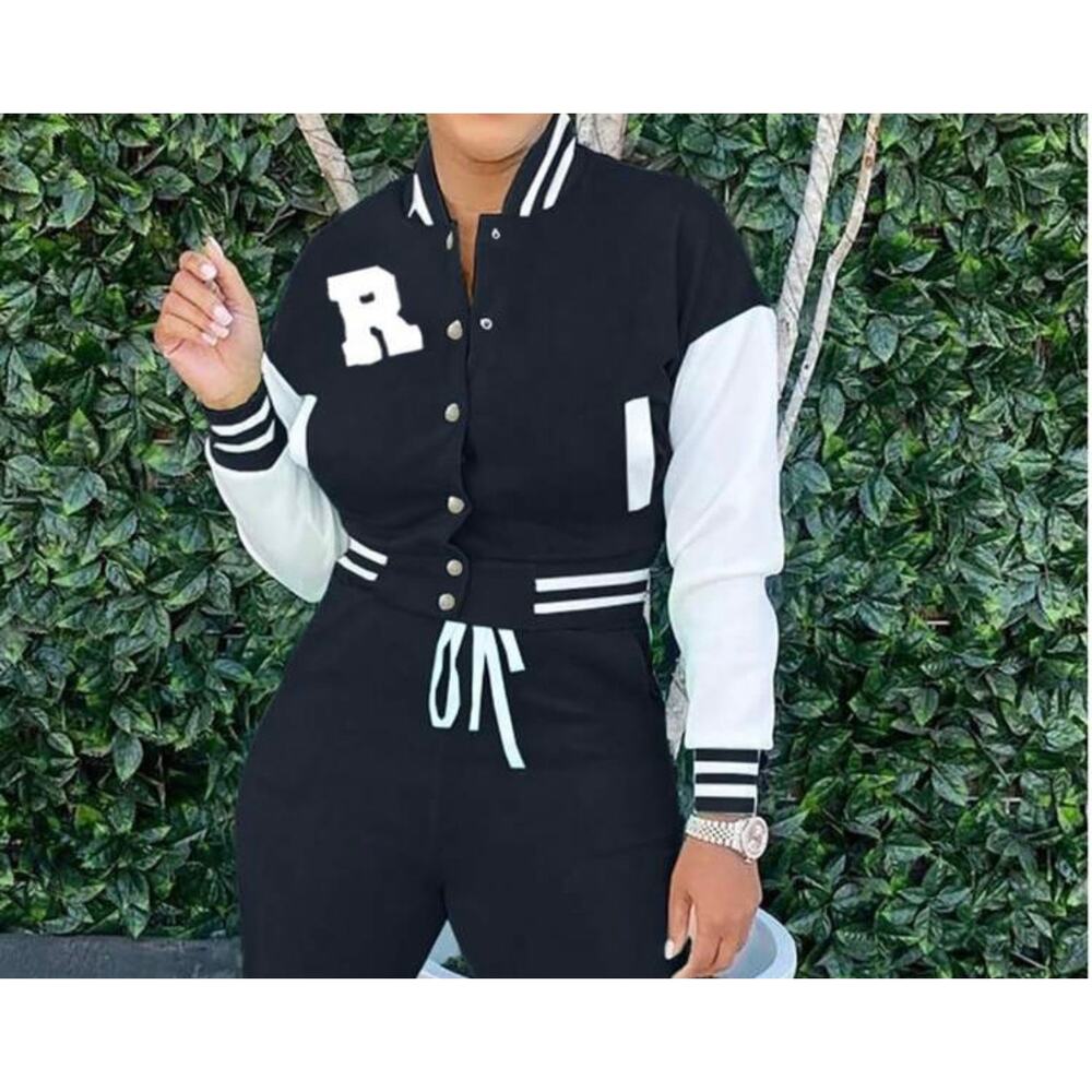 Women’s Letter Print Sportswear Crop Jacket Size M